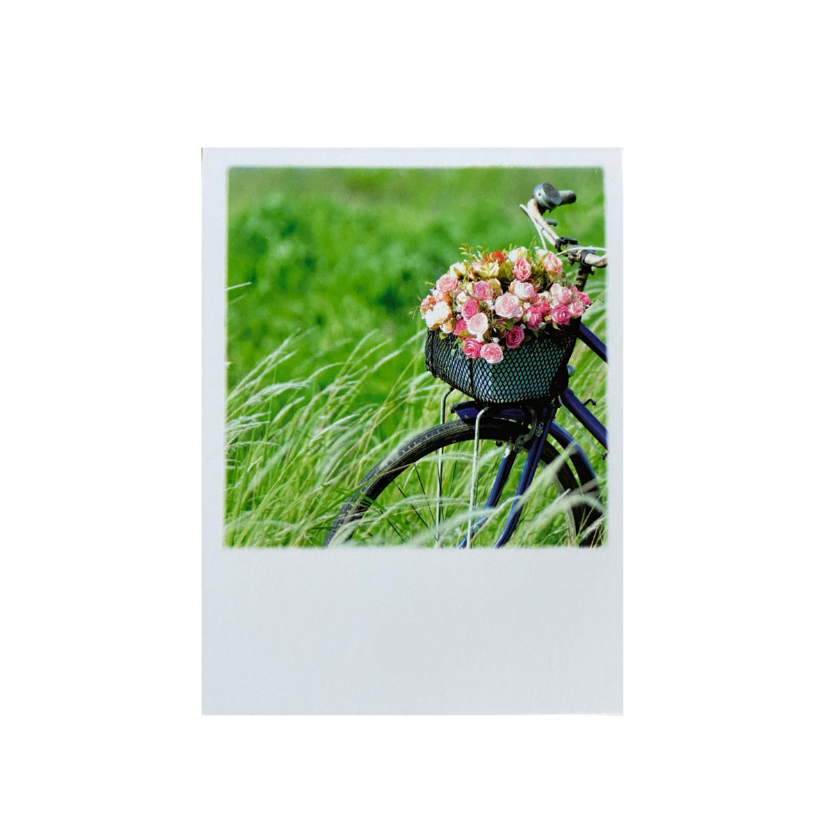 Mini-Postkarte  &quot;Blumenkorb am Rad&quot;